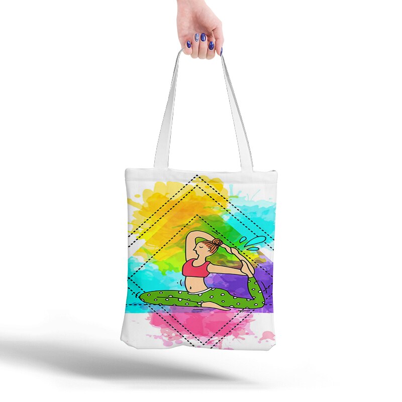 Lerret tote bag shopping reise kvinner øko gjenbrukbare skulder shopper vesker harajuku høy kapasitet shopping bolsa: Stil 1