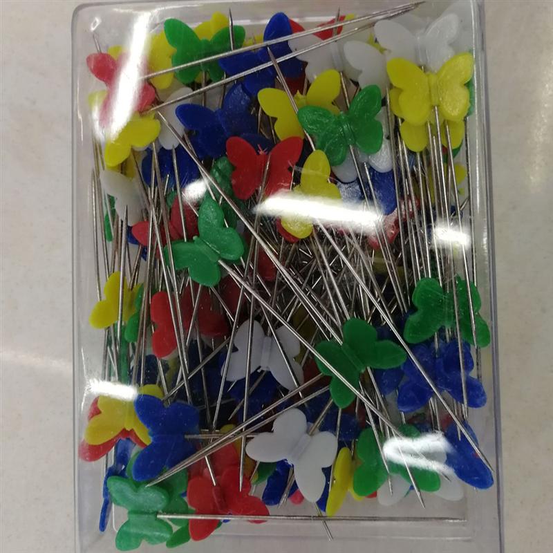 100 Pcs Patchwork Pinnen Plastic Straight Quilten Vlinder Push Pins Naaien Pin Platte Kop Pin Voor Ambachten Diy Projecten