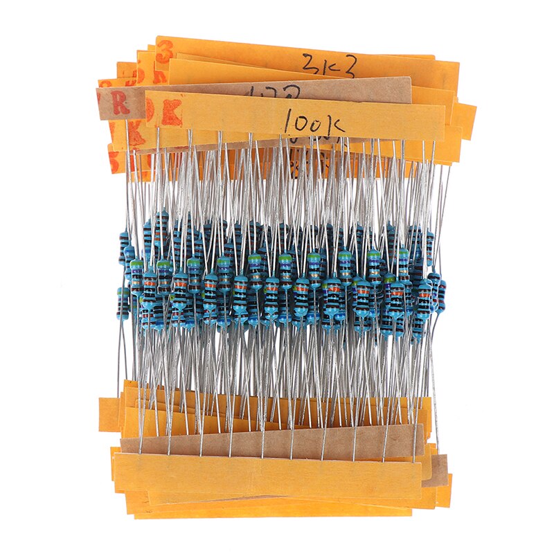 300pcs/set 30 Kinds 1/4W Resistance 1% Metal Film Resistor Pack Assorted Kit 1K 10K 100K 220ohm 1M Resistors