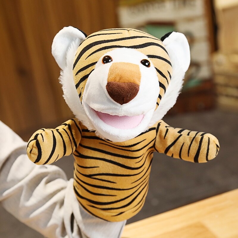 30cm søte kartongdyr frosk ulv hånddukke leker plysj dinosaurdukker kawaii dukke til baby låve bursdag til låve: tiger