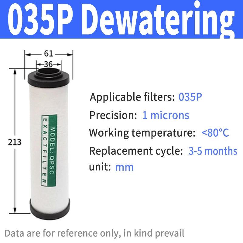 QPS 015 024 035 060 090 120 150 Filtro de repuesto para compresor de aire Accesorios Filtro de precisión de aire comprimido Secador Q015 P024: Morado