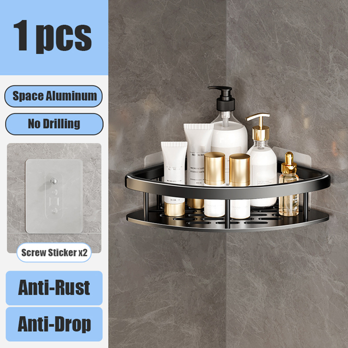 Badezimmerregal Ohne Bohren Aufbewahrungskorb Waschtisch Weltraumaluminium Lagerung Wandregale Dusch-Caddy-Rack: Lila