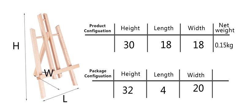 solid beech wood painting easel for watercolor painting