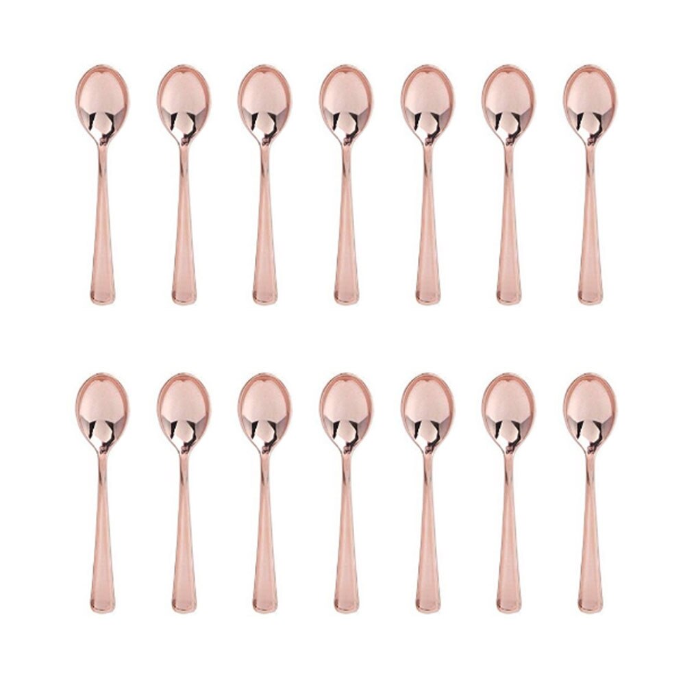 12 Stuks Wegwerp Servies Set Plastic Vorken Lepels Messen Rose Goud Servies Voor Lunch Diner Picknick Wedding Party Thuis: Rose Gold