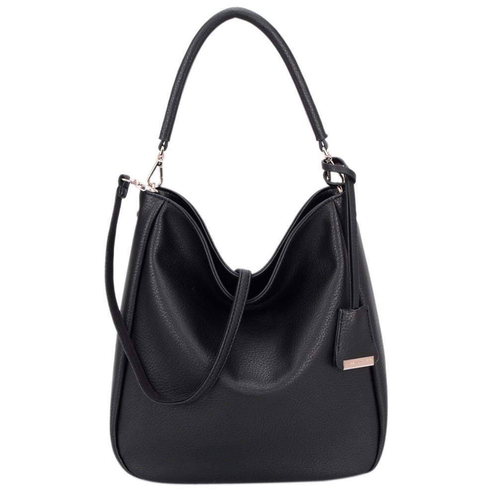 DAVID JONES frauen messenger taschen pu leder weibliche schulter taschen große dame reise umhängetasche mädchen handtasche tropfen: BLACK