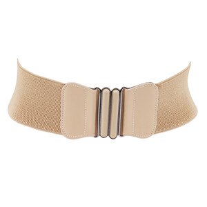 Cinturón de cuero PU ancho para mujer, cinturón de faja elástica con hebilla cuadrada, negro, cinturón decorativo: Khaki