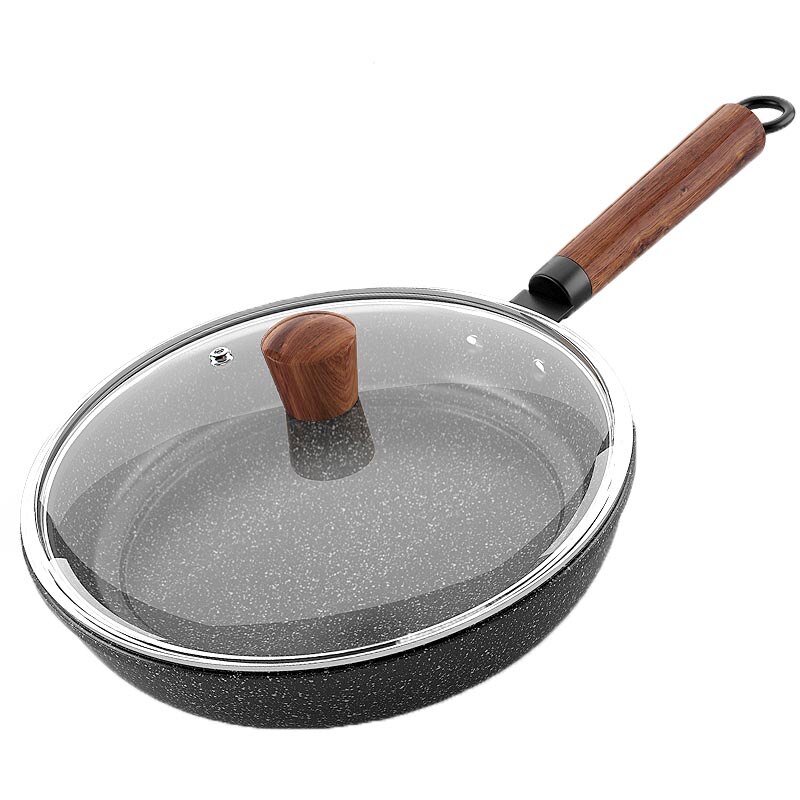 Antiaanbak chinese pot wok maifan stenen koekenpan met deksel huishoudelijke keuken kookgerei zonder olie rook ongecoat: 28cm / Pan met deksel