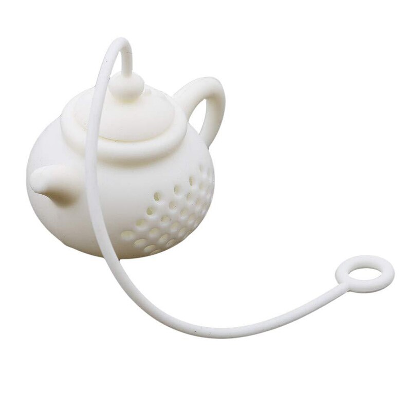Herbruikbare Siliconen Thee-ei Theepot Vorm Grappige Kruidenthee Bag Herbruikbare Koffie Filter Diffuser Zeef Thee Accessoire: WHITE