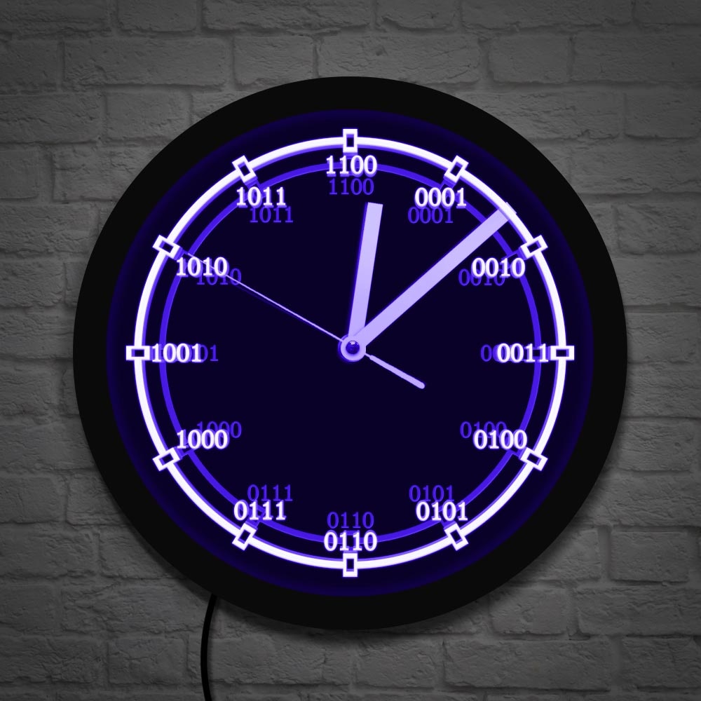 Reloj de pared decorativo de código binario para profesores, pulsera de pared con luz LED de fondo, señal de neón, LED, números de matemáticas, Equation, educativos