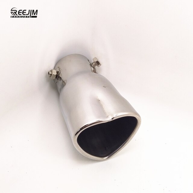 Reejim Heart Shaped Universal Car Exhaust Muffler Tip Stainless Steel Pipe Chrome Exhaust Tail Muffler Tip Pipe Silver: Silver