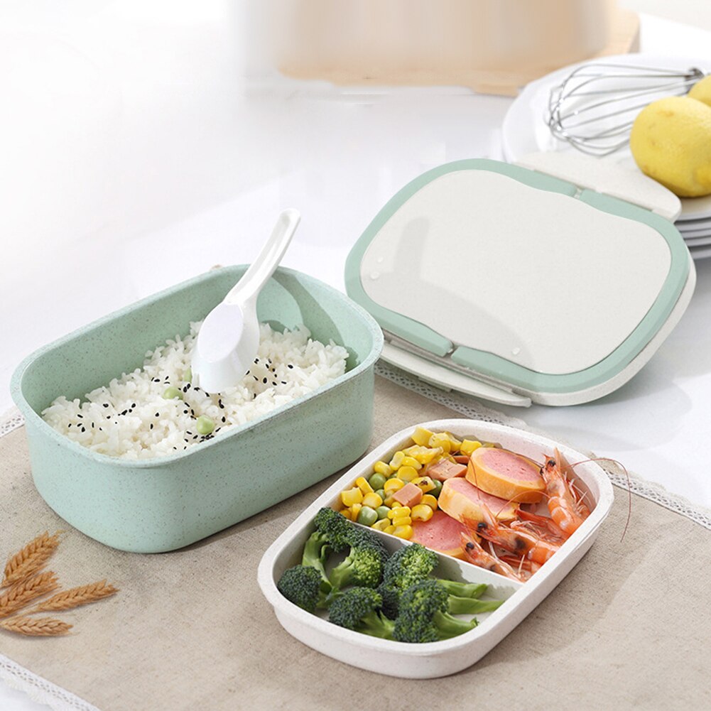 Dubbele Laag Tarwe Stro Grote Capaciteit Bento Lunchbox Voedsel Opslag Container