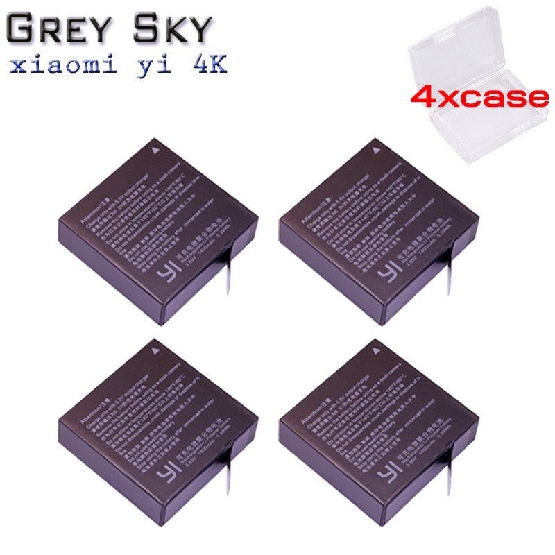 Batería de repuesto AZ16-1 para móvil, 2 uds., para Xiaomi YI 4K 4K + Yi Lite YI 360 VR Action, no para Discovery Version + cargador USB LCD: 4 battery