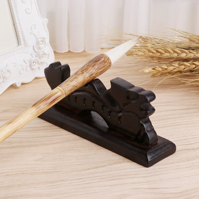 Dragon Vorm Borstel Rest Stand Chinese Kalligrafie Pen Houder Vintage Gesneden Hout