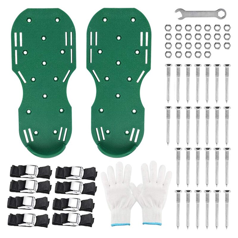 Chaussures gonflables de pelouse goujons de pelouse 4 bretelles réglables et boucle en métal sandales à pointes de pelouse lourde, gants, pointes de pelouse