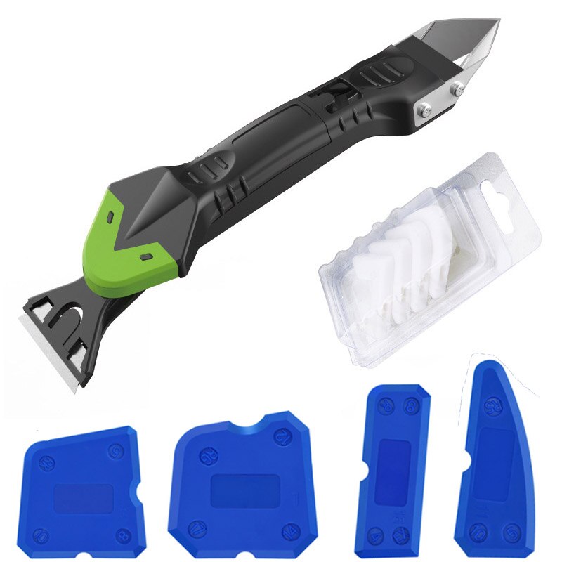 5 In 1 Siliconen Remover Kalefateren Finisher Kit Glad Schraper Grout Kit Tools Met Naad Tape Plastic Handgereedschap Set accessoires: Metal2-  SET