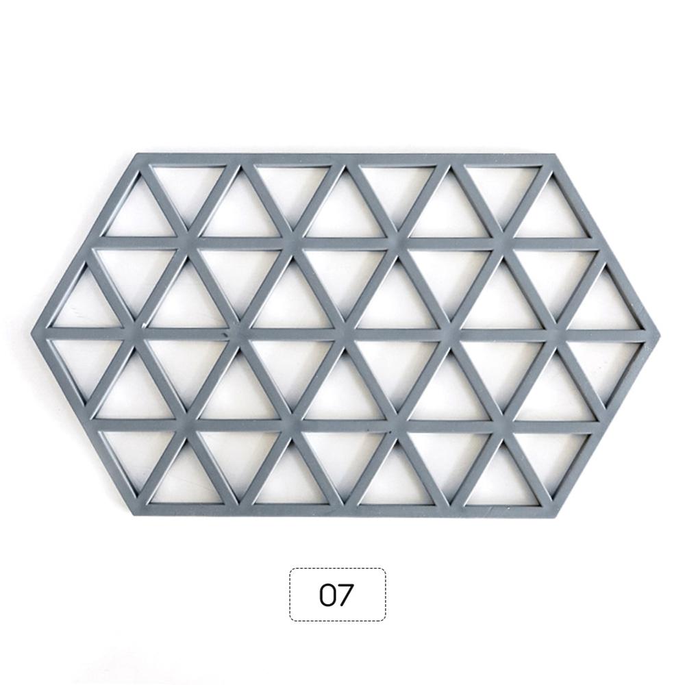Chic Silicone Coaster Cup Hexagon Mats Pad Heat-insulated Bowl Placemat Home Decor Desktop Eco-friendly Japanese Simple 1PCS: C-Gray 16-24