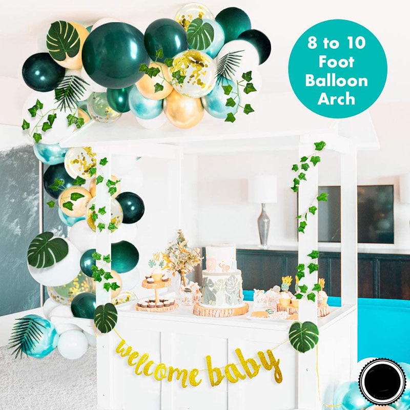Jungle thema safari groene ballon slinger boog achtergrond palmbladeren klimop slinger neutrale verjaardagsfeest ballonnen benodigdheden