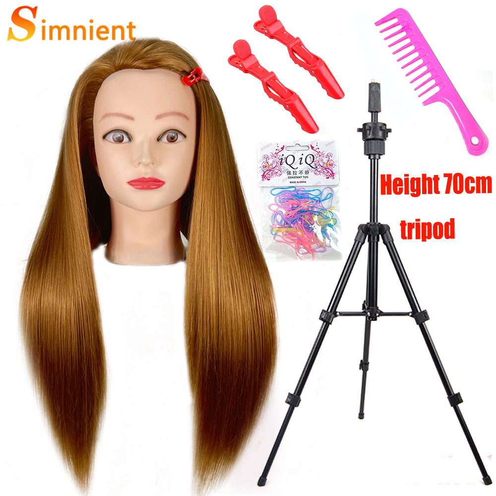 Female Mannequin Head With Synthetic Hair For Hair Training Styling Solon Hairdresser Dummy Doll Head For Practice Hairstyle: Yellow
