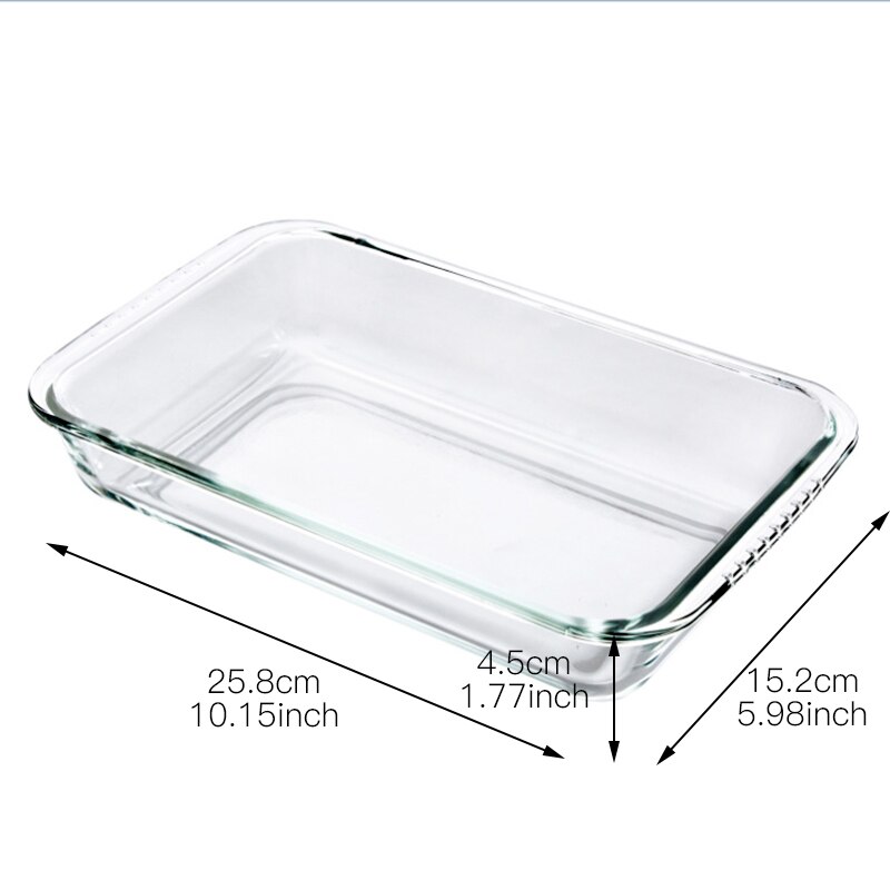 Clear Oblong Toughened Glass Baking Dishes Pan Oven Basics Plate Bakeware Non-Stick Kitchen Tool Cheese Rice Tray