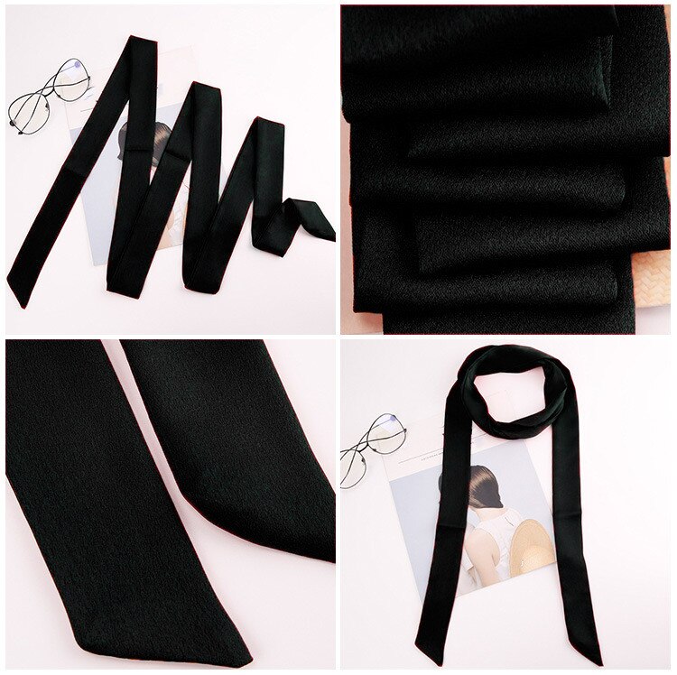 Zijde Dunne Slanke Smalle Sjaals Vrouwen Sjaals Kleine Kettingen Lint Universele Lange Sjaal