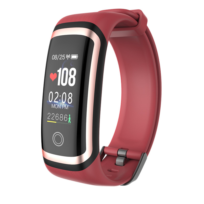 Letike m4 atividade rastreador feminino pulseira inteligente em tempo real dinâmica freqüência cardíaca e monitor de pressão arterial esporte banda preto ajuste masculino: gold red