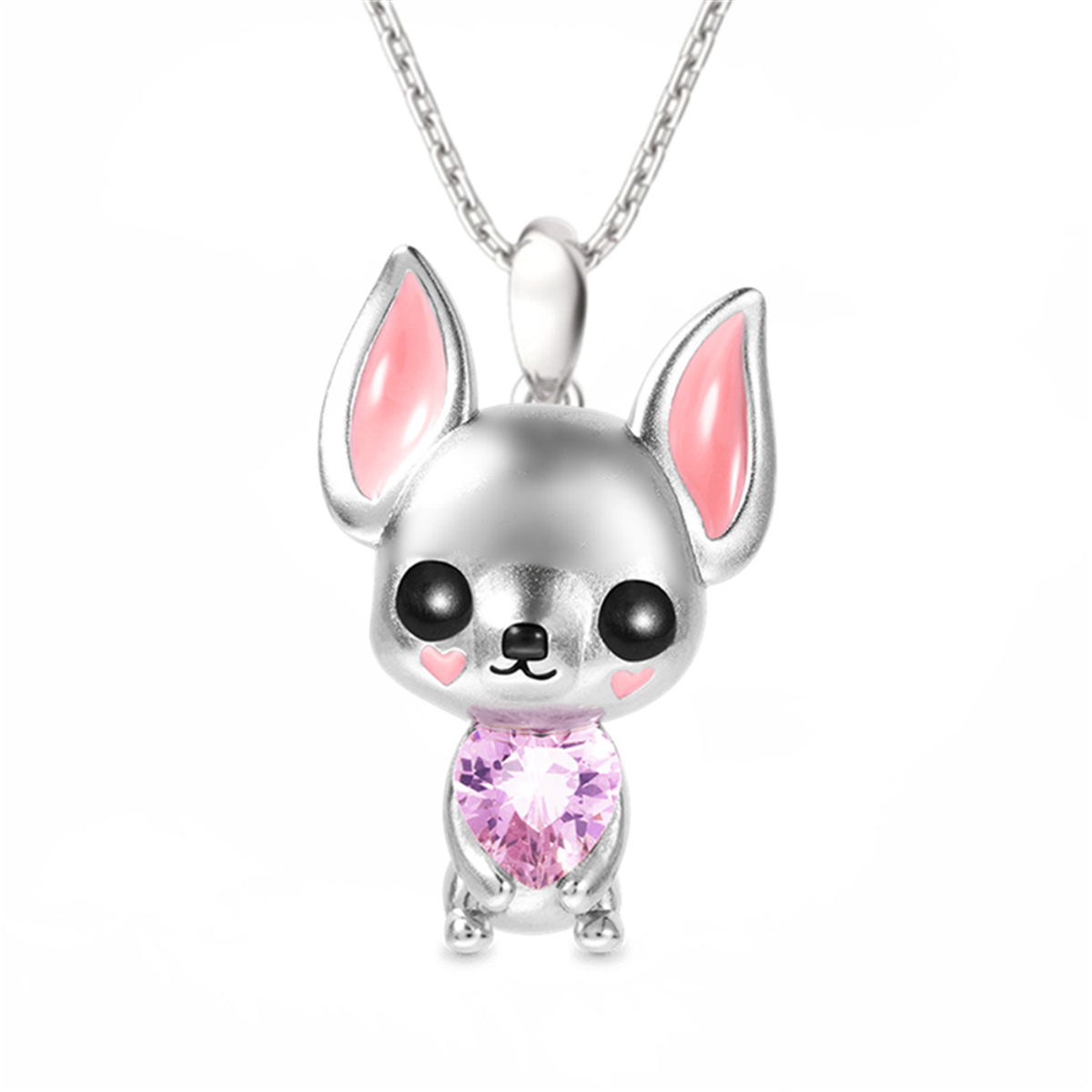 Collar con colgante de Chihuahua dorado bonito y para mujer, exquisitos accesorios de joyería para cachorros, de vacaciones para amantes de los perros: Chapado en platino