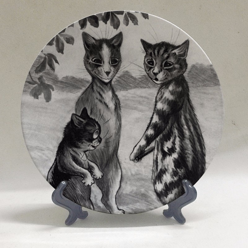 Louis Wain Art Plate Wall Dish Anthropomorphic Cats Kaleidoscope Cats Wall Decorative Plate Hanging Plate Background Decoration: V