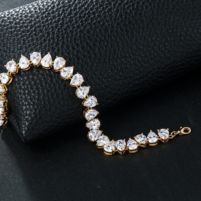 Weimanjingdian 6 mm x 8mm peervormige zirkonia kristallen tennisarmband voor dames, bruid of bruidsmeisjessieraden