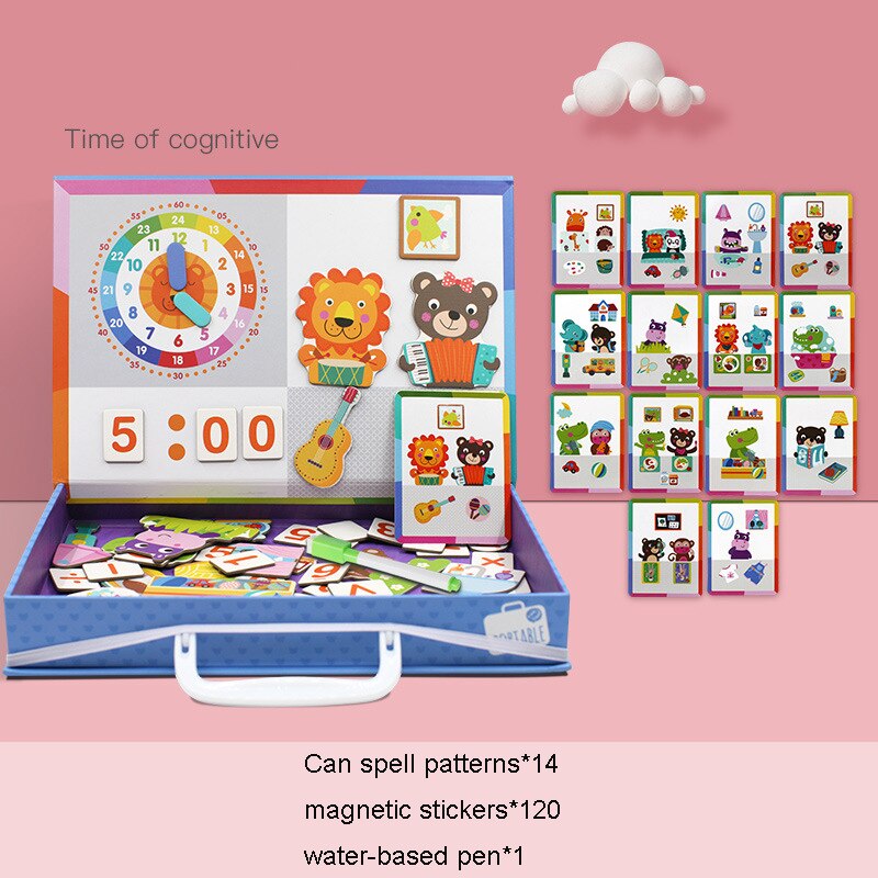 Per bambini in legno nuovo adesivi di puzzle magnetico ortografia divertente cartone animato di double-sided di puzzle illuminazione intellettuale giocattoli per i bambini: B