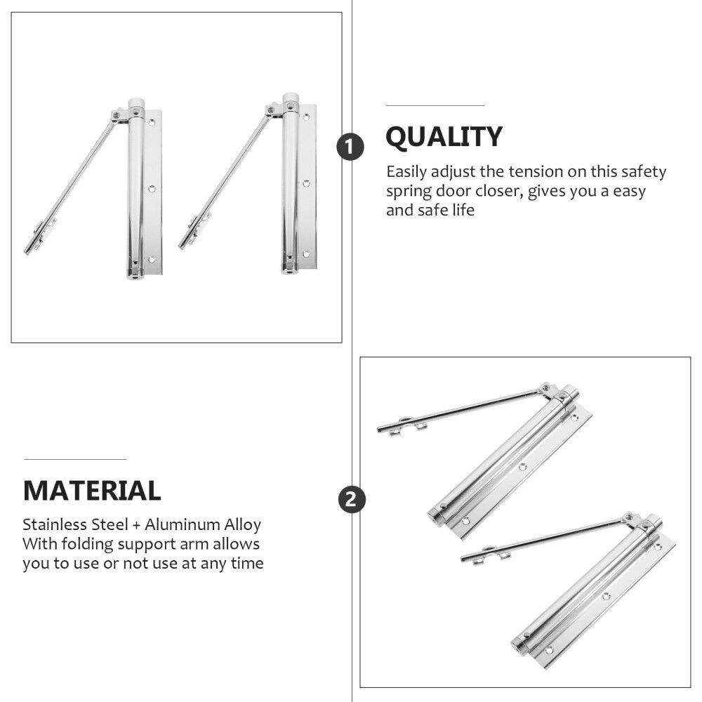 2pcs Heavy Duty Adjustable Closing Speeds Door Closer Metal Spring Door Closer