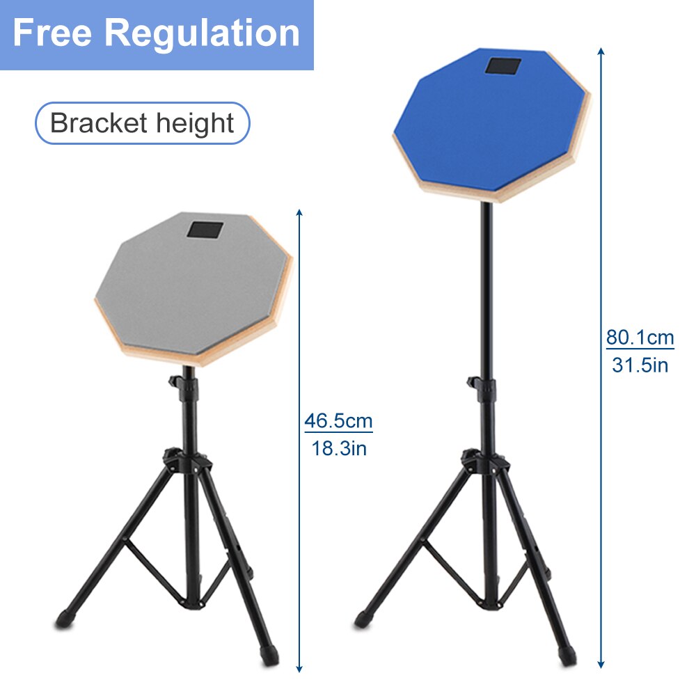 Drum Set 8 Inch Rubber Wooden Dumb Drum Practice Training Drum Pad with Stand 3 Colors Optional