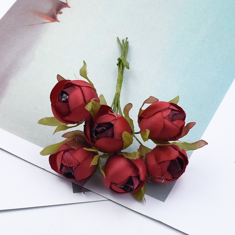 6 stykker dekorative blomster kranse kunstige blomster vaser til dekoration gør-det-selv bryllup dekoration boligdekoration tilbehør: 7