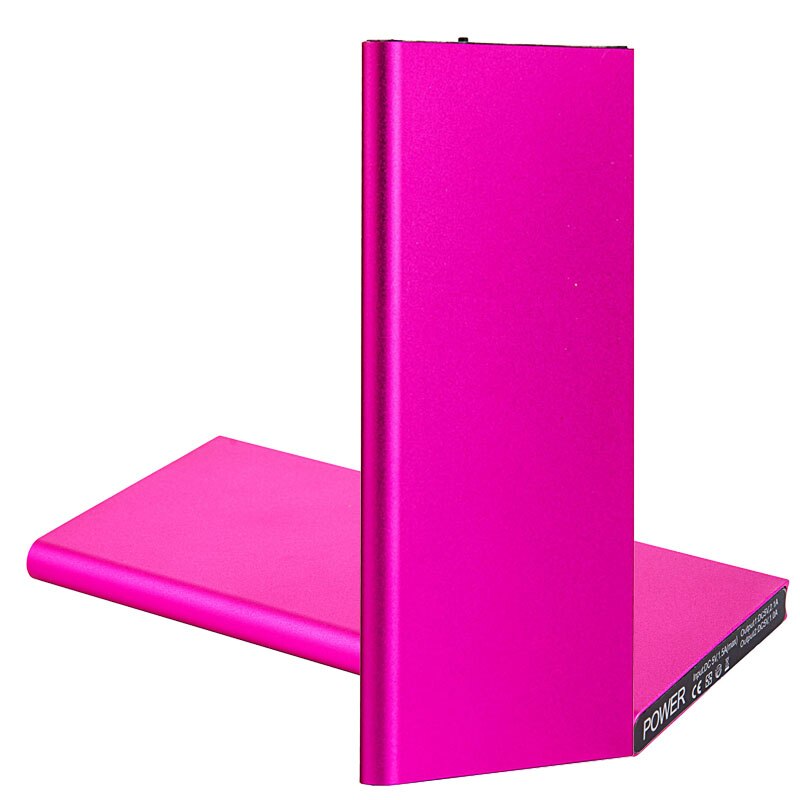 Banco de energía de teléfono ultradelgado de 20000mAh, doble puerto USB con linterna LED, Banco de energía de Metal, cargador de teléfono inteligente: ROSY