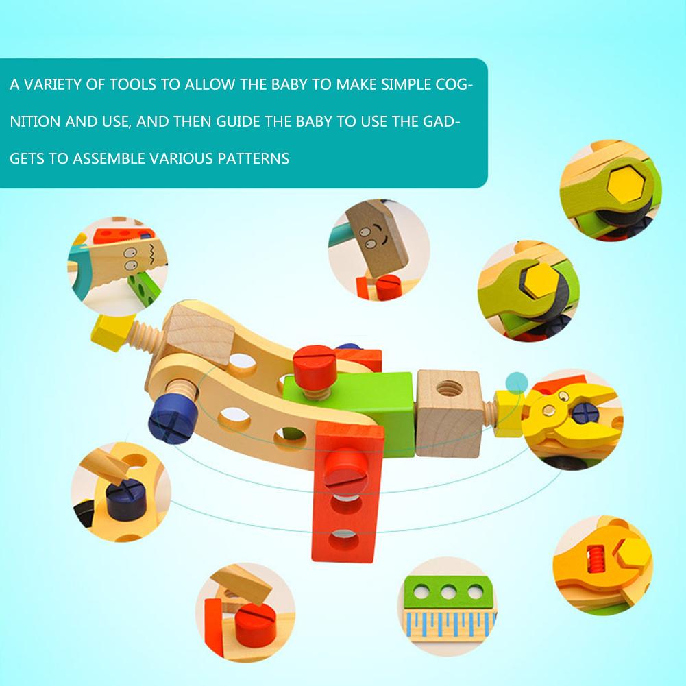 Kids Baby Hout Reparatie Set Tool Multifunctionele Speelgoed Draagbare Reparatie Tool Box Cartoon Jongen Educatief Speelgoed Voor Jongen Puzzel Speelgoed