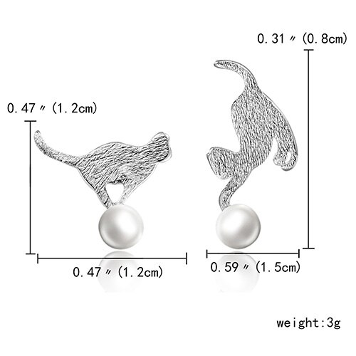 Pendientes de gatito de cristal brillante para mujer y niña, aretes de gato de acero inoxidable, accesorios de joyería, ,: 2