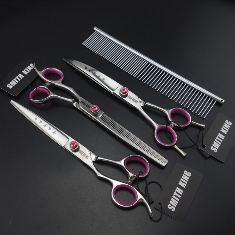 7 inch Left-handed pet grooming scissors Cutting scissor&curved scissor&thinning Shears SUS440C K242