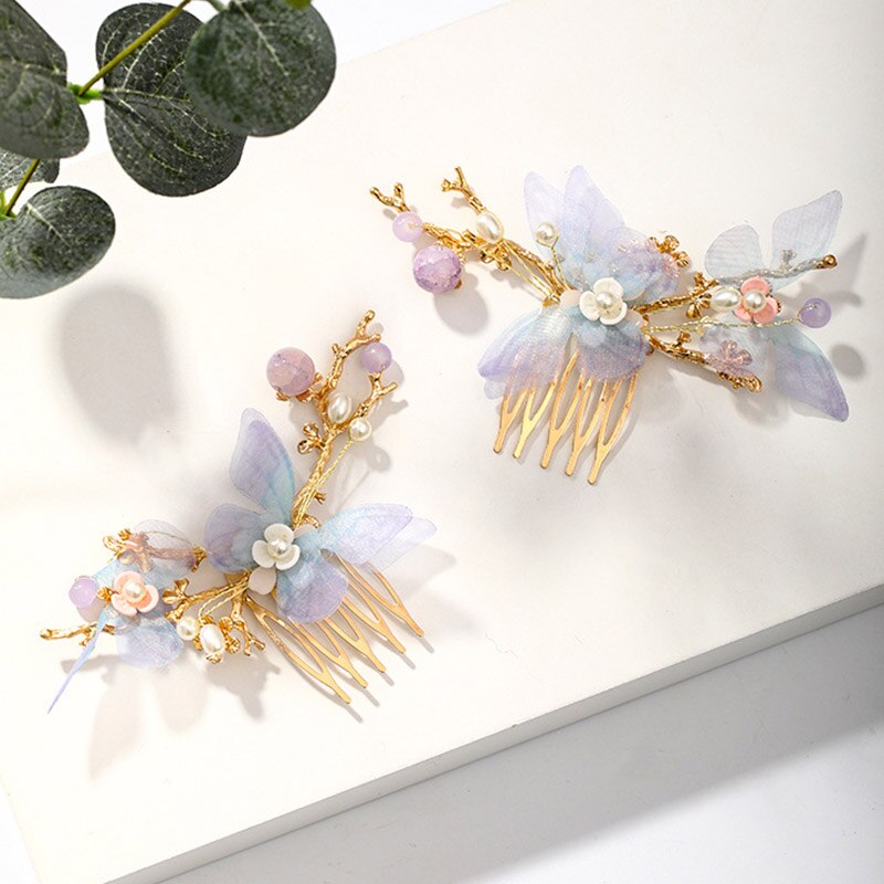 Conjunto de jóias de cabelo artesanal conjunto de jóias de cabelo requintado flor borla hairpin pente de cabelo conjunto de jóias feminino grampo de cabelo acessórios vl