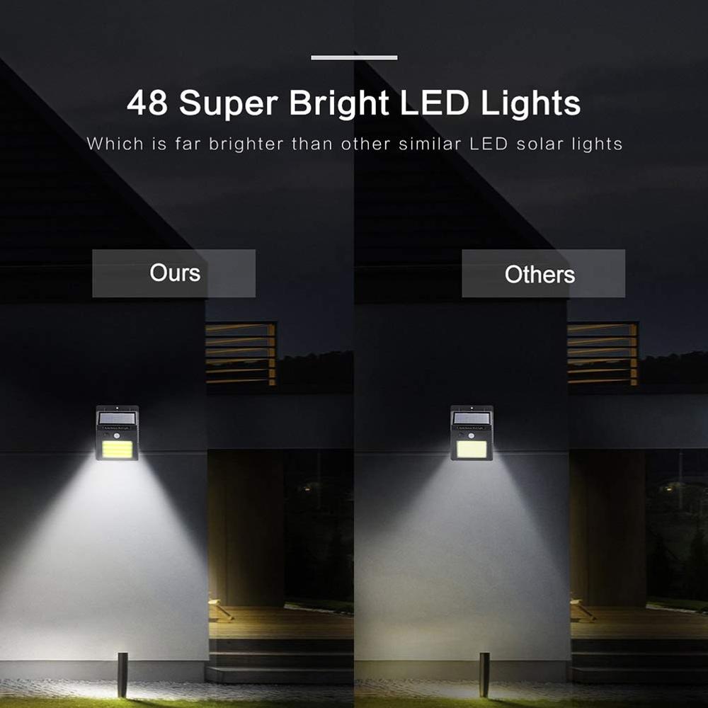 Kohree 3 moduser solcelle vegglampe monteringssensor 48 kolbe ledet utendørs gatelys til homer hage bakgård vanntett