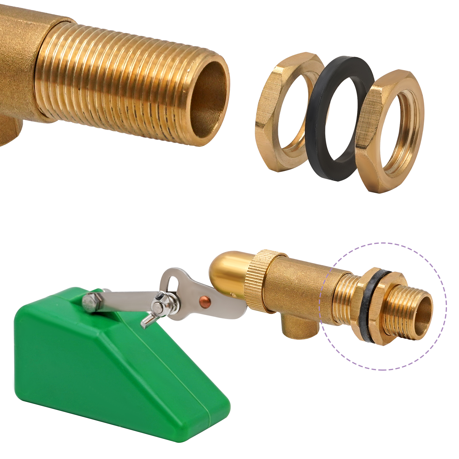 1/2 Inch Brass Water Level Control Copper Float Valve for Water Bowl Water Tank Brass Adjustable Arm Automatic Fill Float Valve