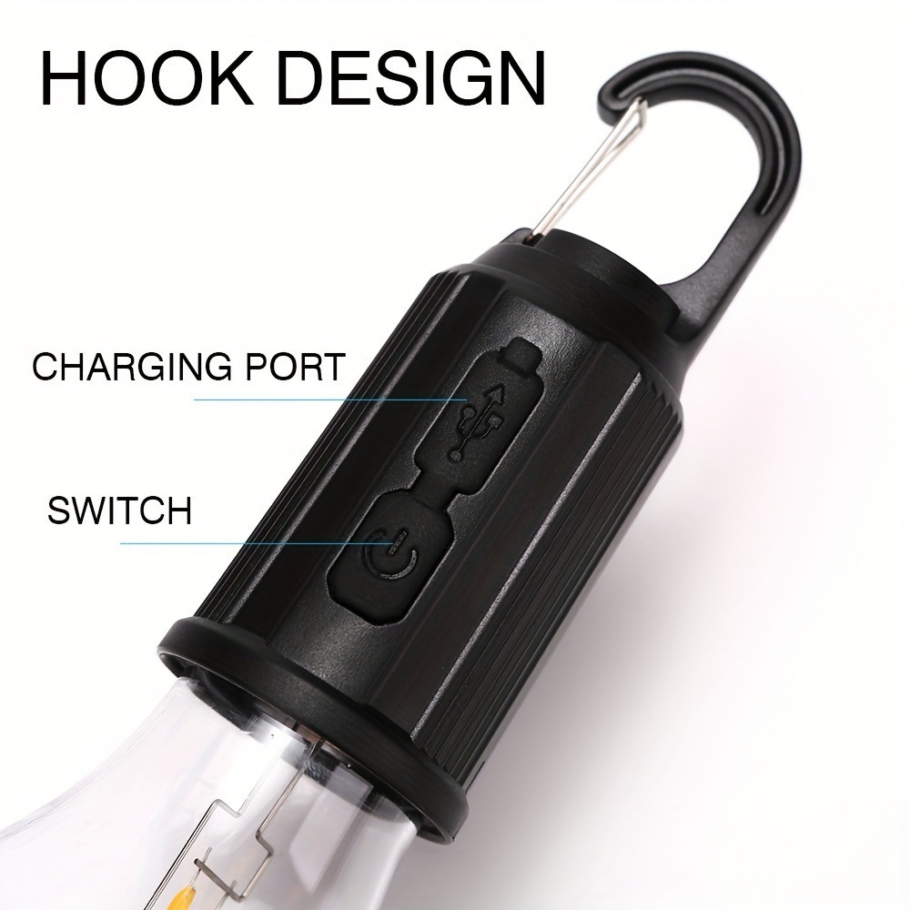 Tragbare hängende Vintage Vintage Laterne im Freien warmes Zelt Licht LED Laterne Glühbirne mit Haken LED Zelt Licht Typ-C USB wiederauf ladbare Lampe