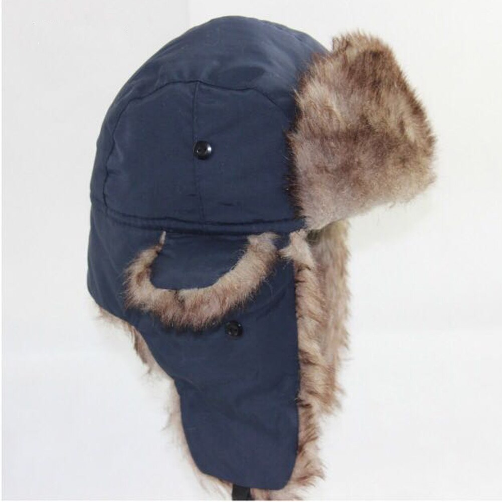 ¡Novedad de ! ! Cazadora Unisex de estilo aviador con orejeras de soldado ruso, gorro de esquí de invierno para hombre y mujer, nuevos sombreros de aviador: Azul