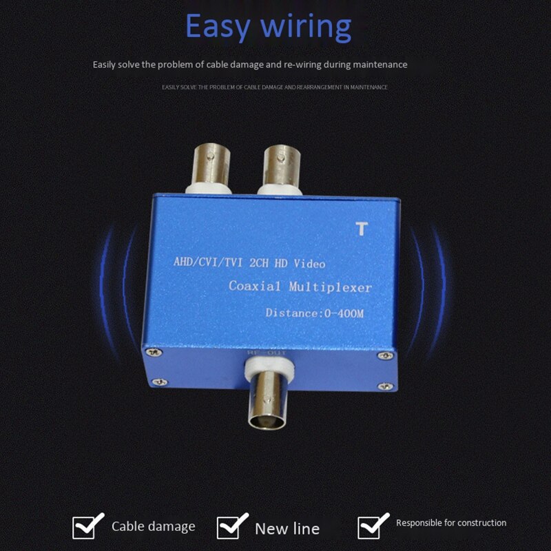 Two-Channel AHD/CVI/TVI1080P HD Video Multiplexer Coaxial HD Expander Adder for Camera