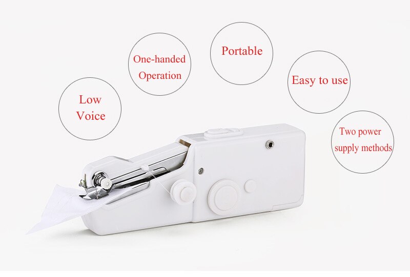 Portable Mini Hand Sewing Machine Quick Handy Sew Needlework Clothes Fabrics Household Electric Sewing Machine GYH