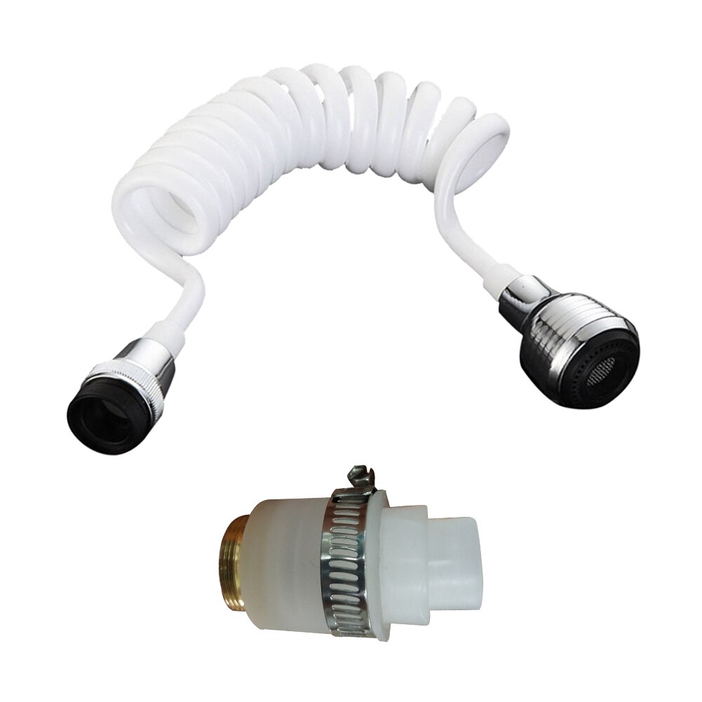 Adjustable Kitchen Faucet Extension Spring Tube 360 Rotation Long Hose Bathroom Faucet Spring Tube Water Tap Extender Accessory