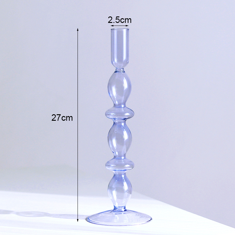 Portavelas de cristal para decoración de boda, candelabro de Color hecho a mano, florero, centro de mesa, decoración nórdica Vintage para el hogar: Azul marino