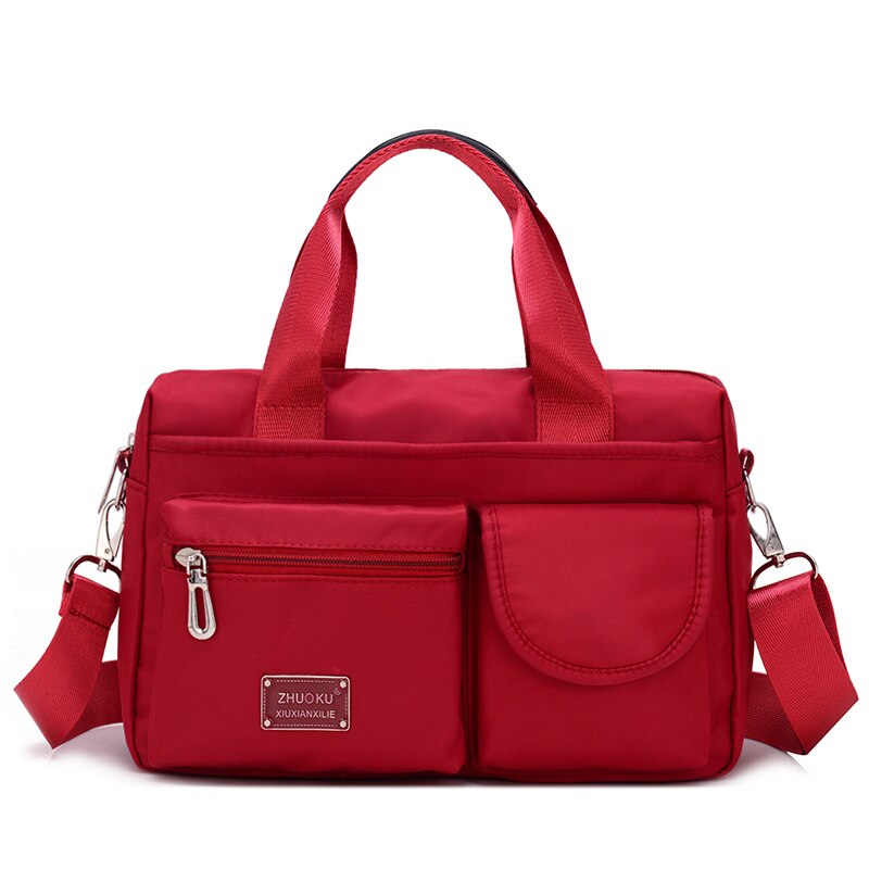 Handtassen met handgreep, reistassen, schoudertassen, damestassen, casual tassen, nylon tassen, vrouwelijke tassen, messenger bags: Rood