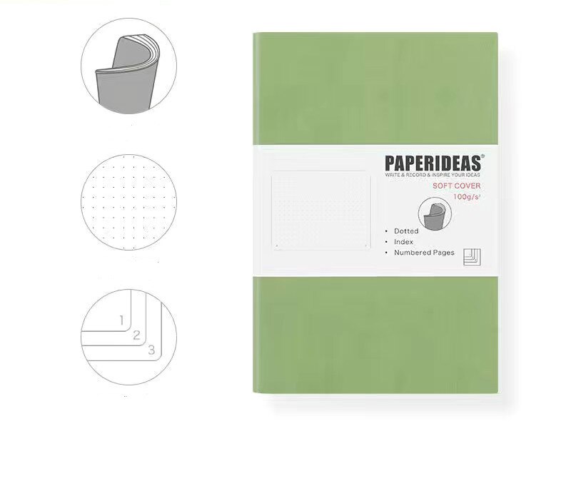 Candy Color Soft Pu Leather Bullet Dotted Journal Notebook A5 5.5x8.3" 94sheets Dot Notebook Diary Journal School Stationery: Niu You Guo Lv