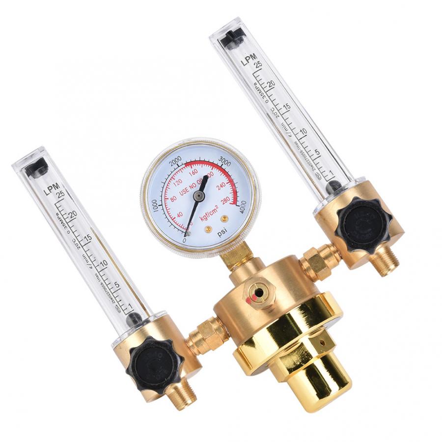 Dobbeltrør argon  co2 manometer trykregulator mig tig flowmåler kontrolventil gastryk reducerer  g5/8 udvendigt gevind til svejsning