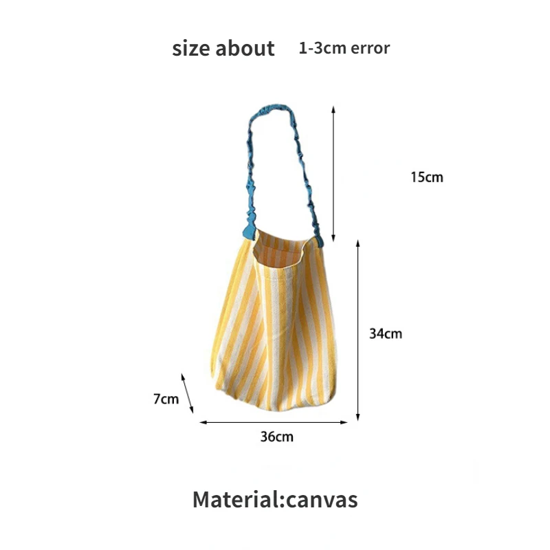 Sacs à bandoulière à rayures de couleur contrastée pour femmes, fourre-tout Simple en toile pour livres d'université pour filles, sac de Shopping décontracté, sacs à main de voyage