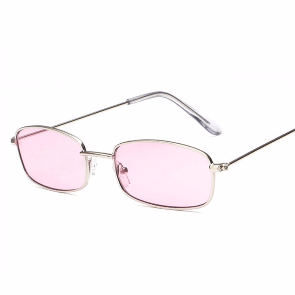 1pc vintage små firkantede solbriller kvinder vintage skygge mærke firkantet metal stel solbriller rød gul pink: Lyserød